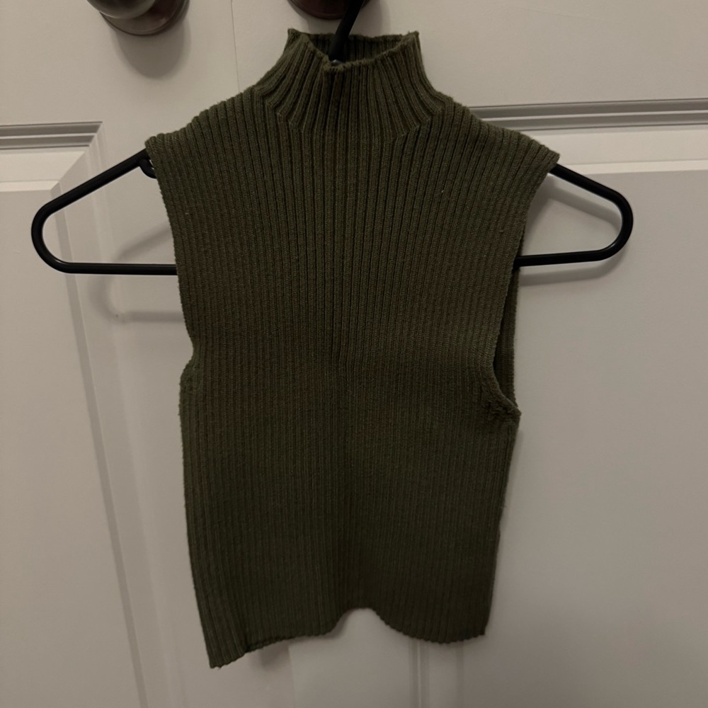 Zara Khaki Ribbed Knit Turtleneck